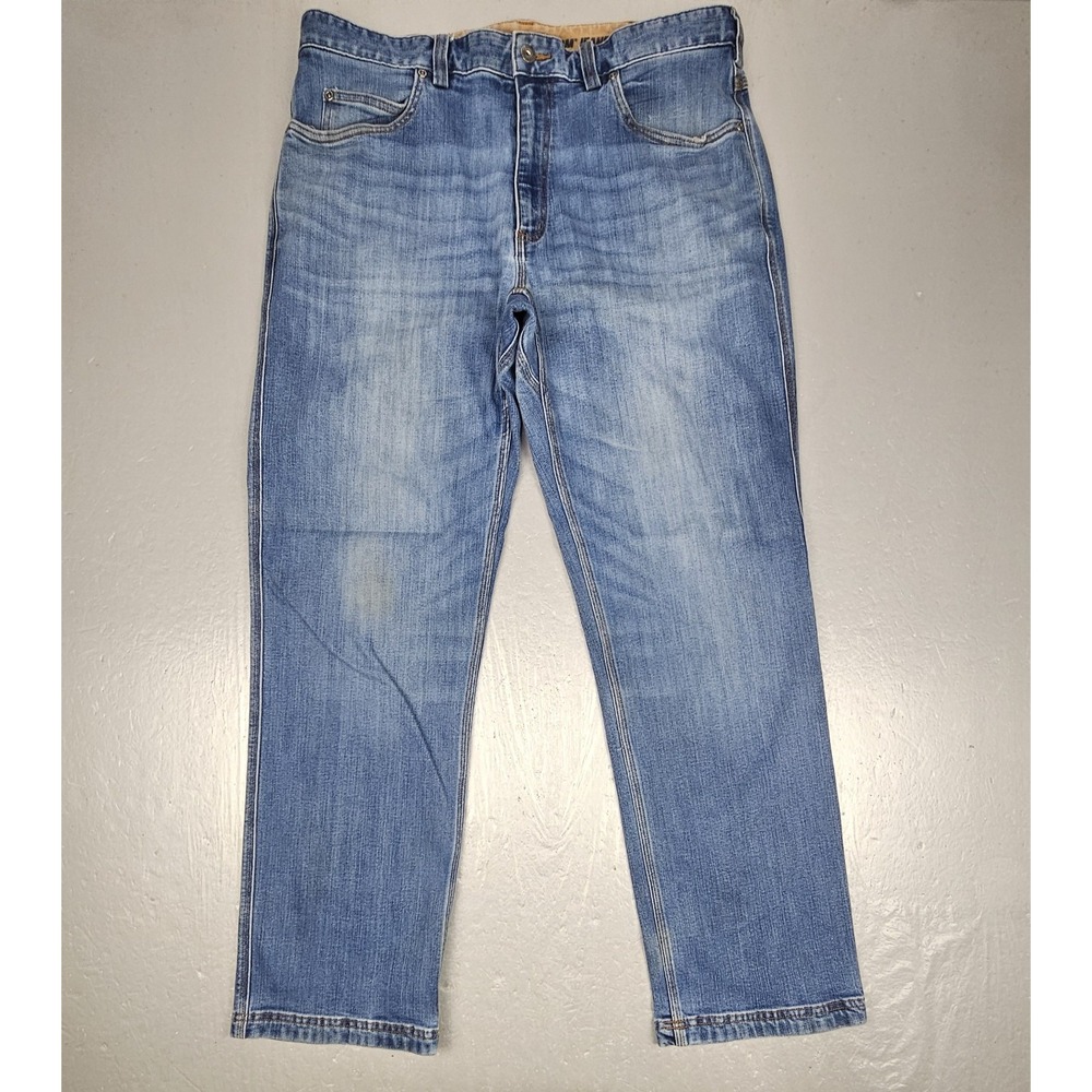 Duluth Trading Co Jeans Mens 36x32 Coolmax Flex Ballroom Blue Denim Relaxed Fit